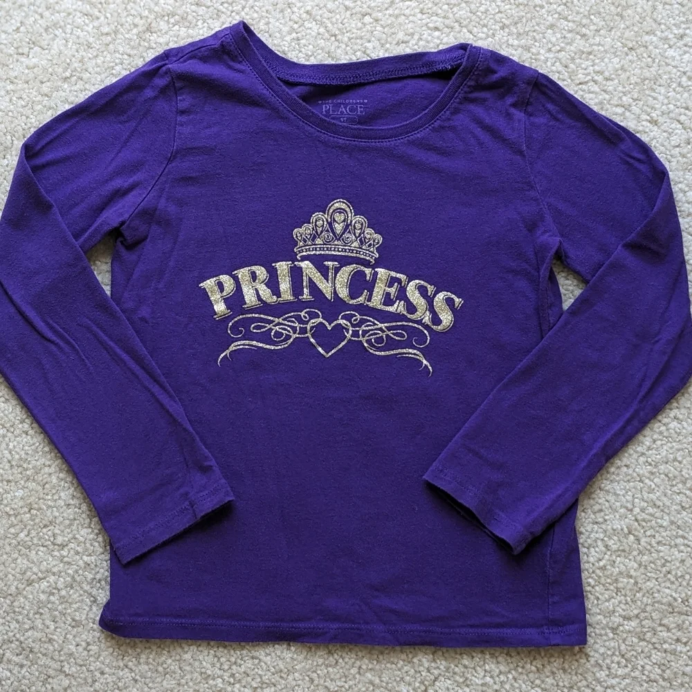Little Girls Purple Princess Long Sleeve Shirt (5T)